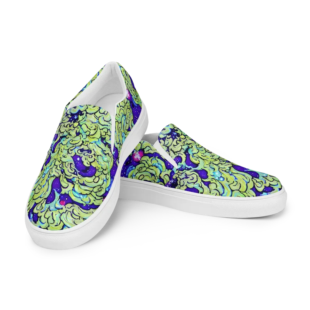Electric Foliage on Men's Slip-On Canvas Shoes — Left Front