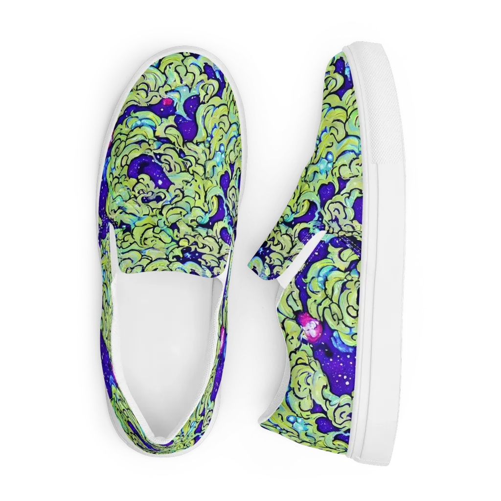 Electric Foliage on Men's Slip-On Canvas Shoes — Front