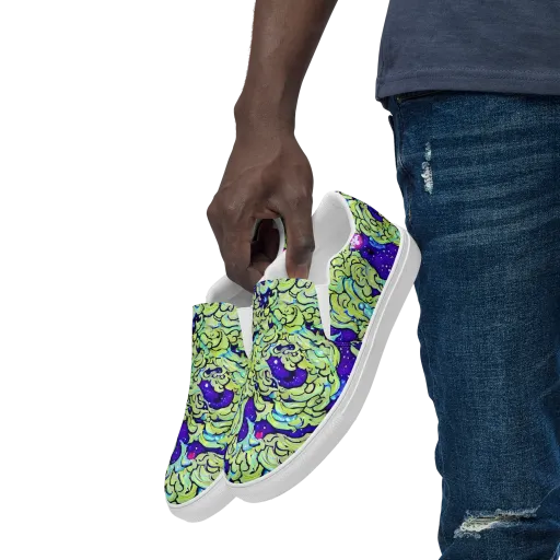 Electric Foliage on a Men's Slip-On Canvas Shoes