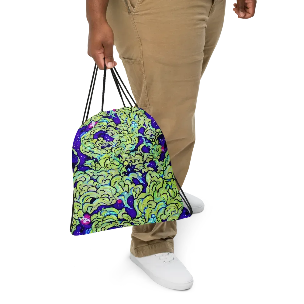 Electric Foliage on Drawstring Bag — Front