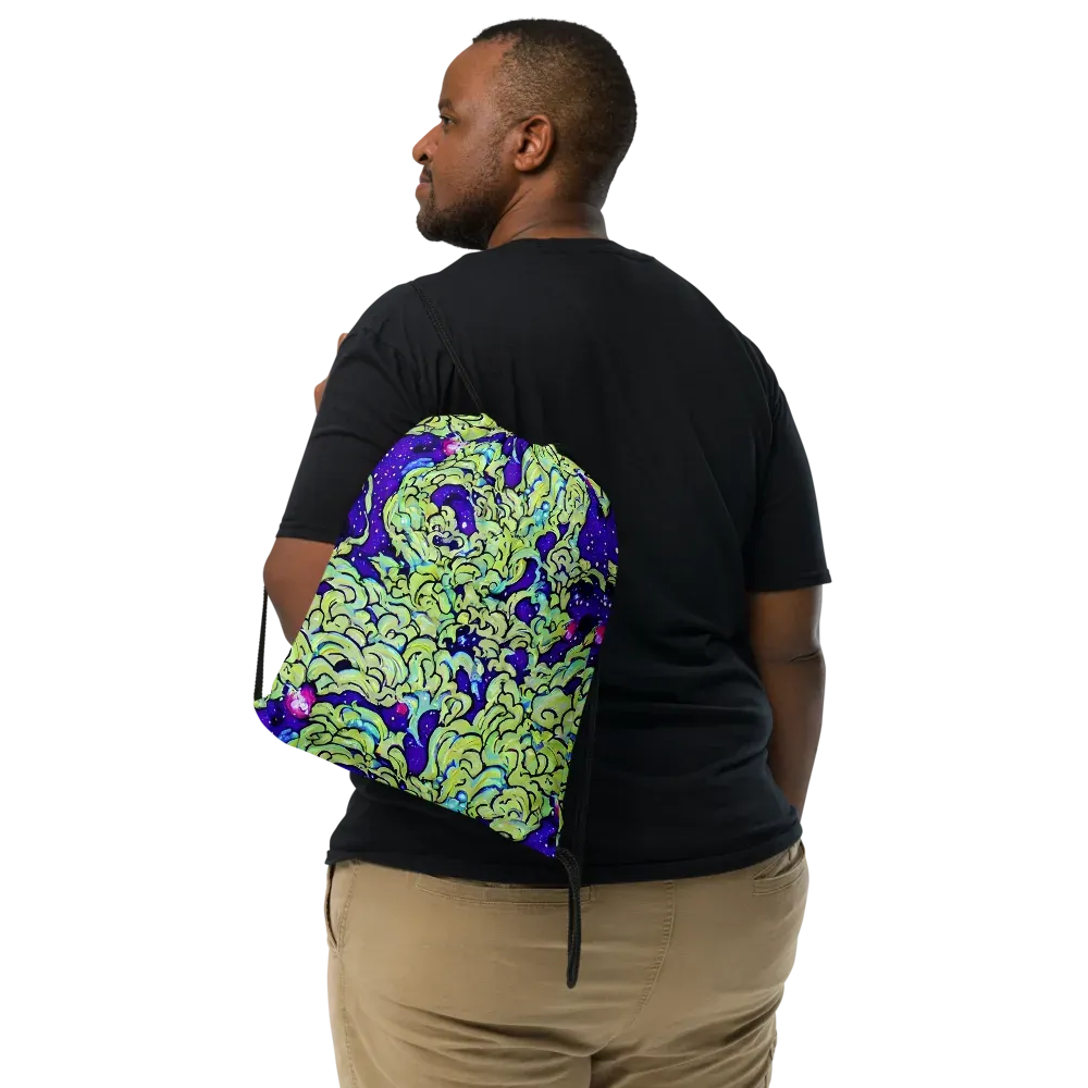 Electric Foliage on Drawstring Bag — Front