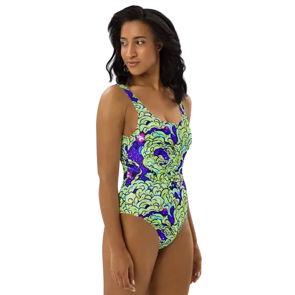 Electric Foliage on One-Piece Swimsuit — Right