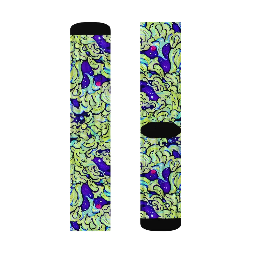 Electric Foliage on Socks — Left Sock