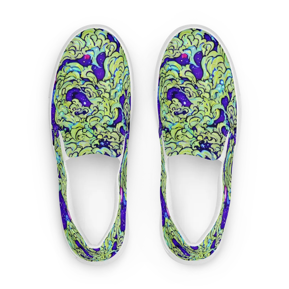 Electric Foliage on Women's Slip-On Canvas Shoes — Front