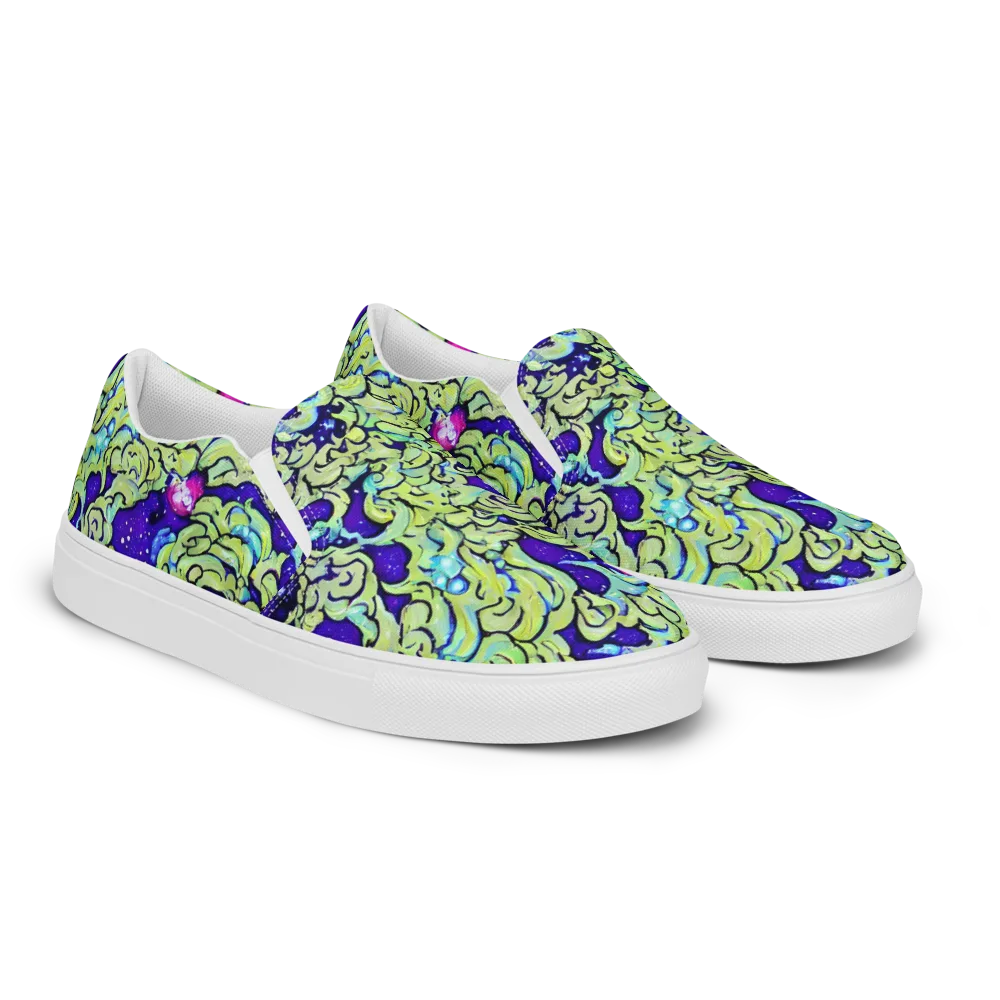 Electric Foliage on Women's Slip-On Canvas Shoes — Right Front