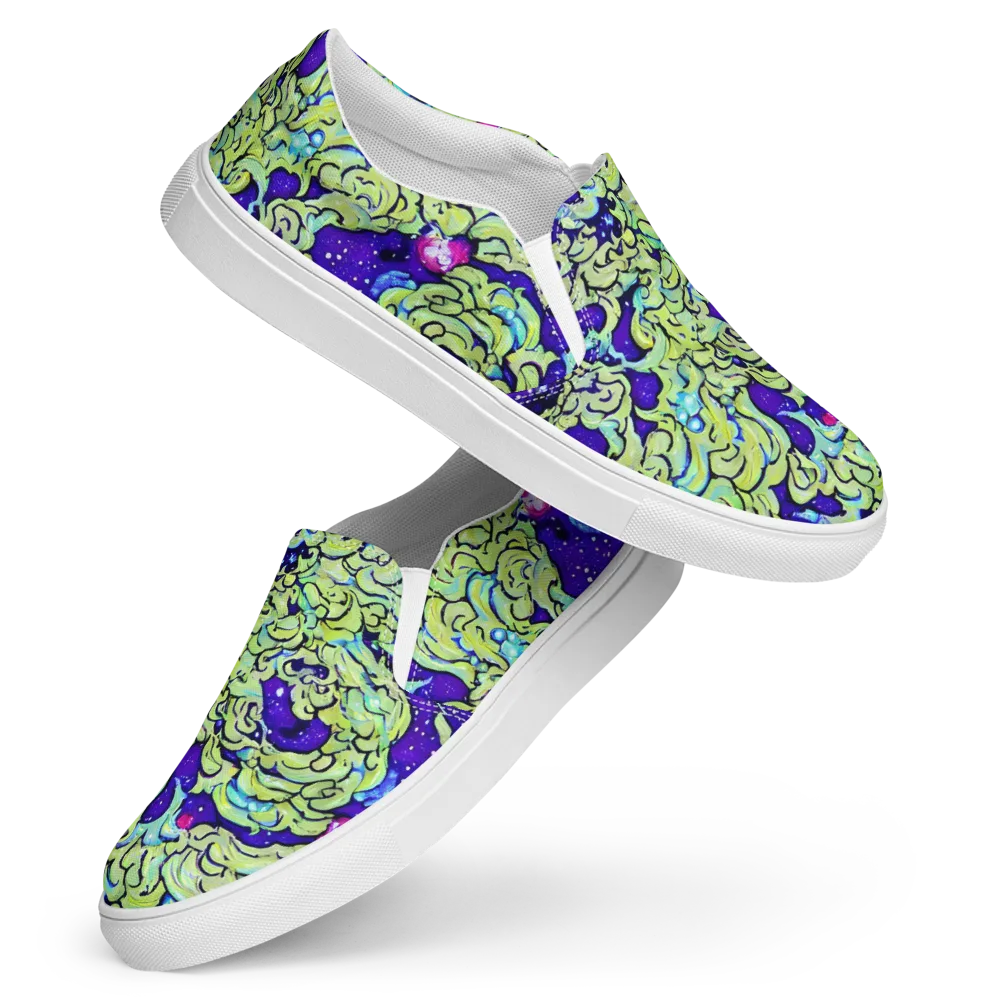 Electric Foliage on Women's Slip-On Canvas Shoes — Front