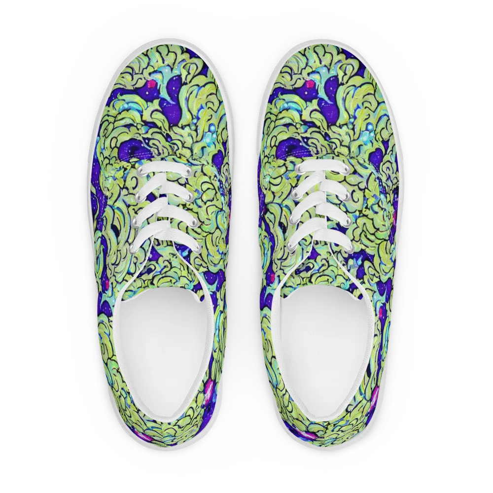 Electric Foliage on Men's Lace-Up Canvas Shoes — Front