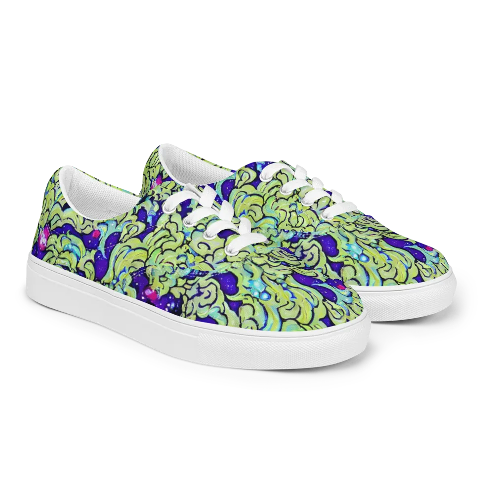 Electric Foliage on Men's Lace-Up Canvas Shoes — Right Front