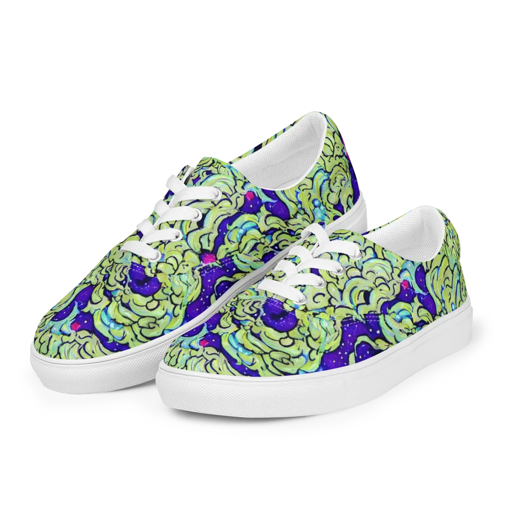 Electric Foliage on Men's Lace-Up Canvas Shoes — Left Front