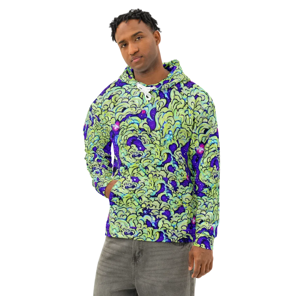 Electric Foliage on Cotton Hoodie — Left Front