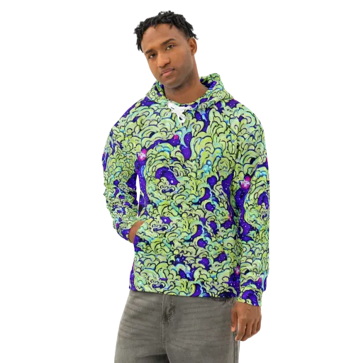 Electric Foliage on a Cotton Hoodie