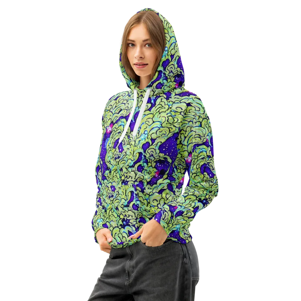 Electric Foliage on Cotton Hoodie — Left Front