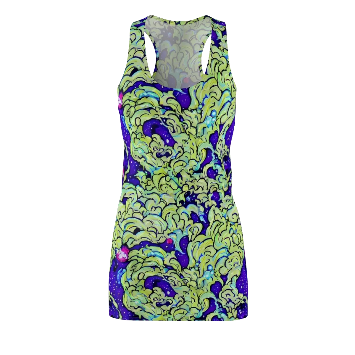 Electric Foliage on Racerback Dress — Front