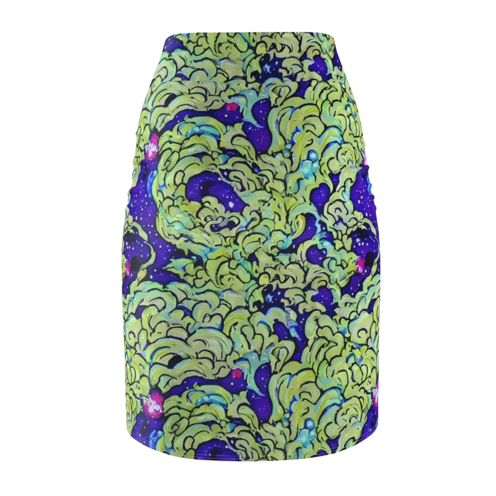 Electric Foliage on Pencil Skirt — Back