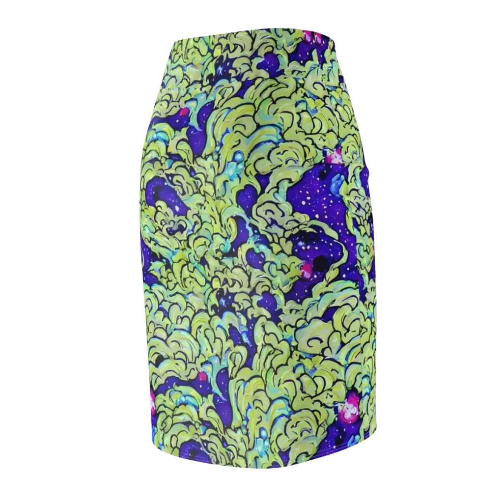 Electric Foliage on Pencil Skirt — Back Side