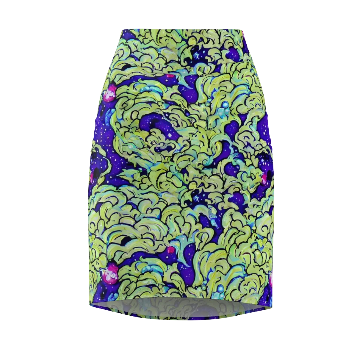 Electric Foliage on Pencil Skirt — Front
