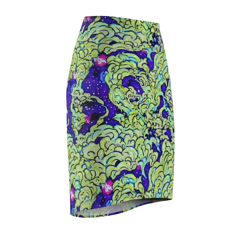 Electric Foliage on Pencil Skirt — Front Side