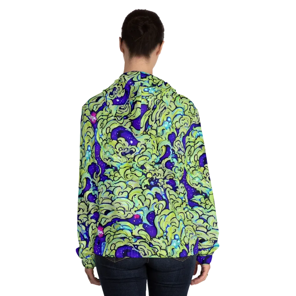 Electric Foliage on Women's Full-Zip Hoodie — Back On Person