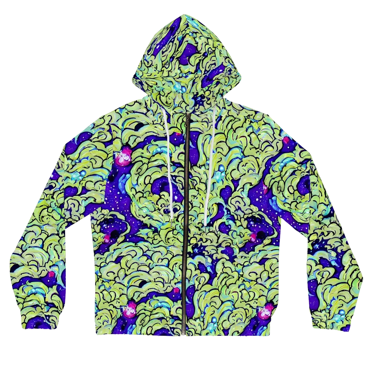 Electric Foliage on Women's Full-Zip Hoodie — Front