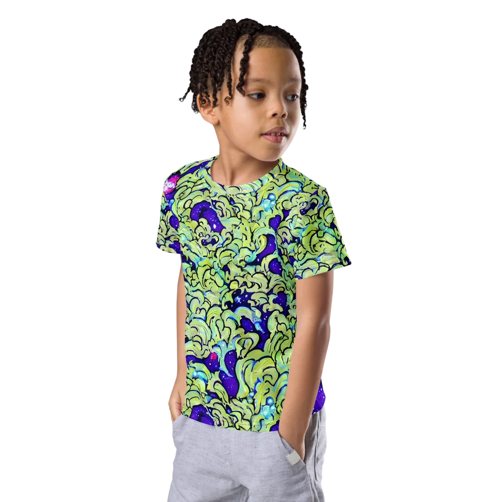 Electric Foliage on Kids Crew Neck T-Shirt — Left Front