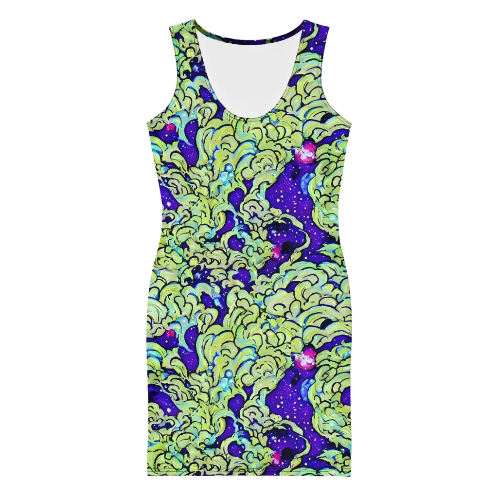 Electric Foliage on Bodycon Dress — Front