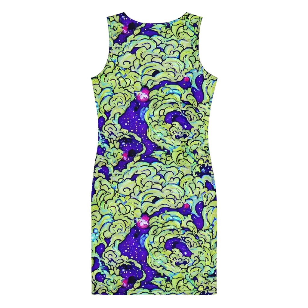 Electric Foliage on Bodycon Dress — Back