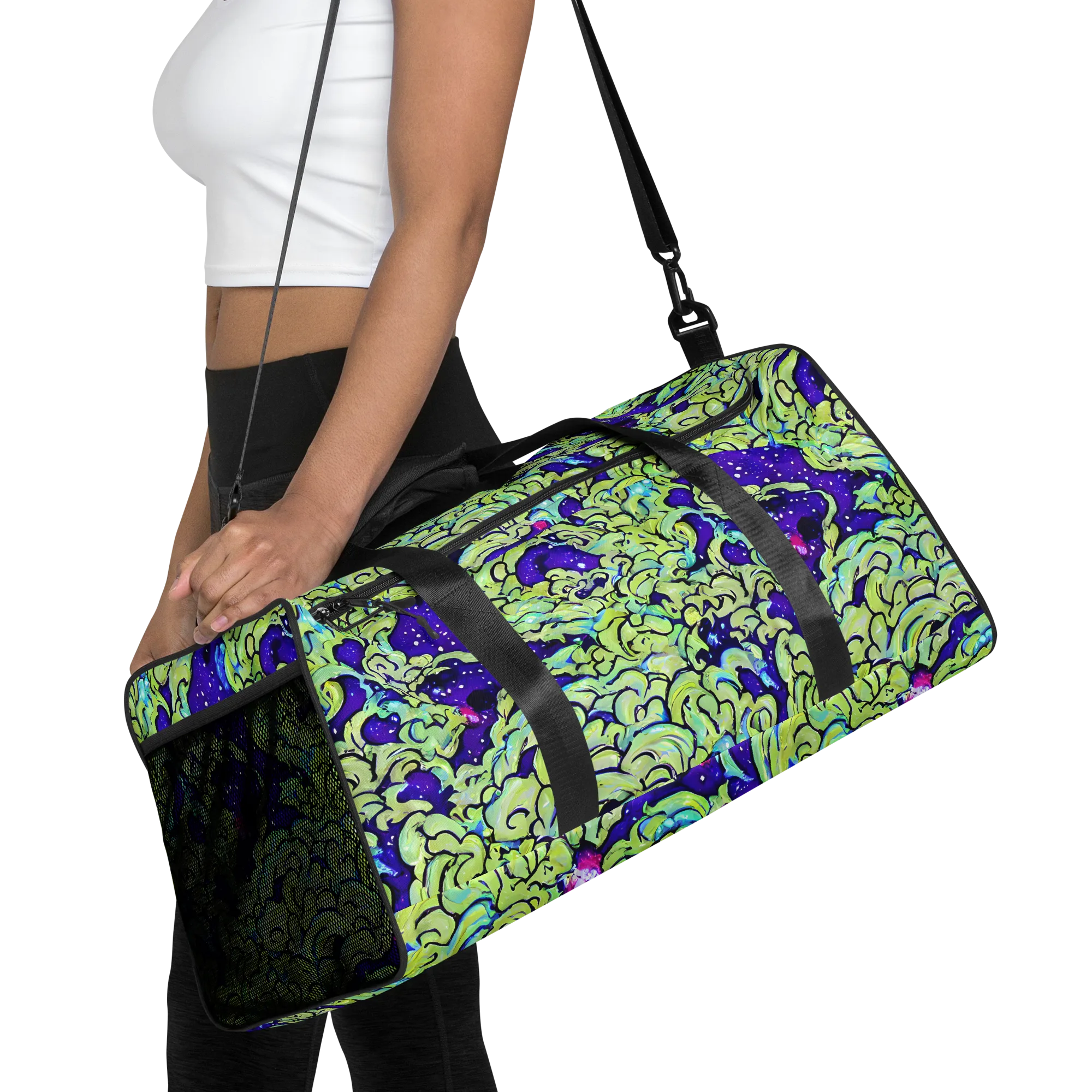 Electric Foliage on Duffle Bag — Front