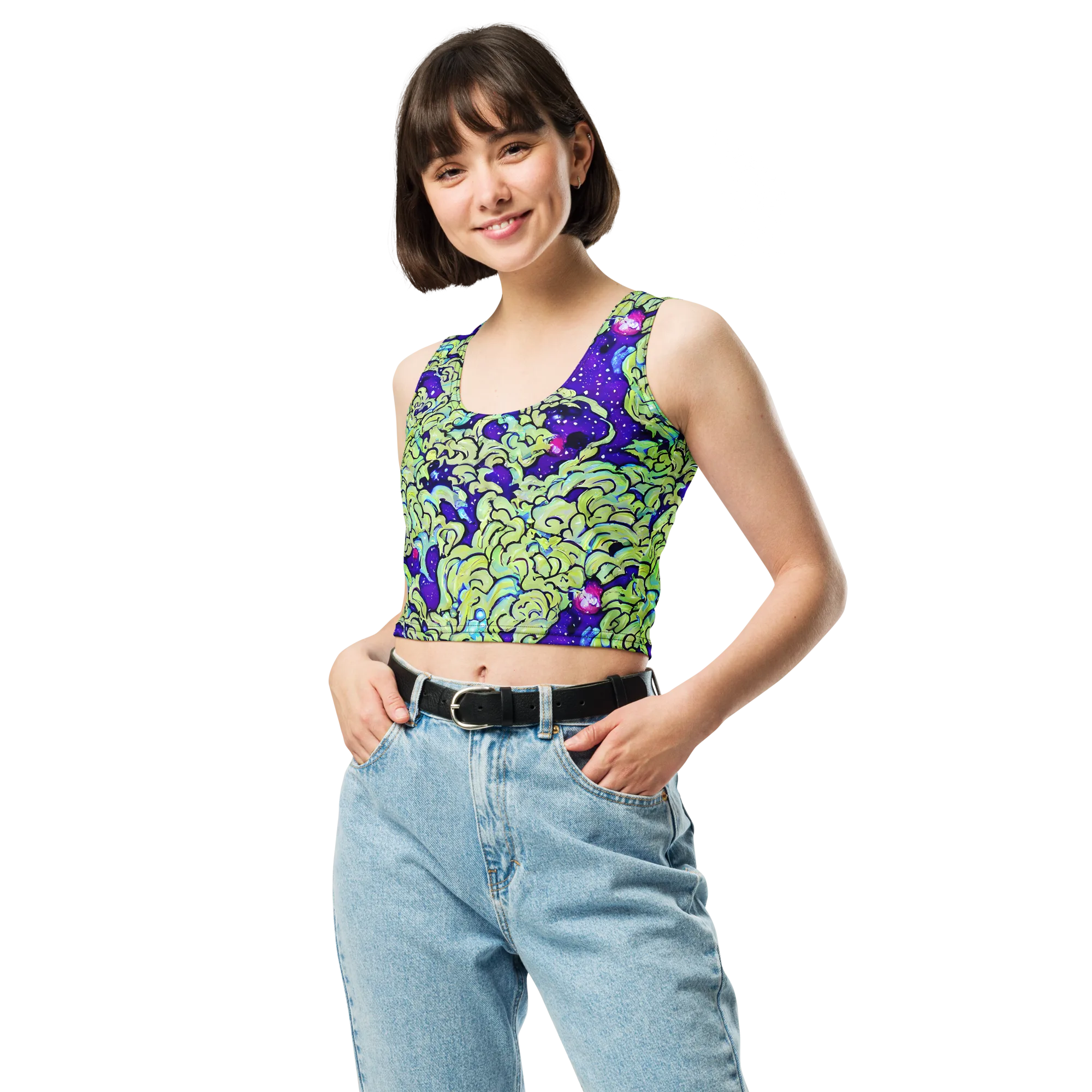 Electric Foliage on Crop Top — Front