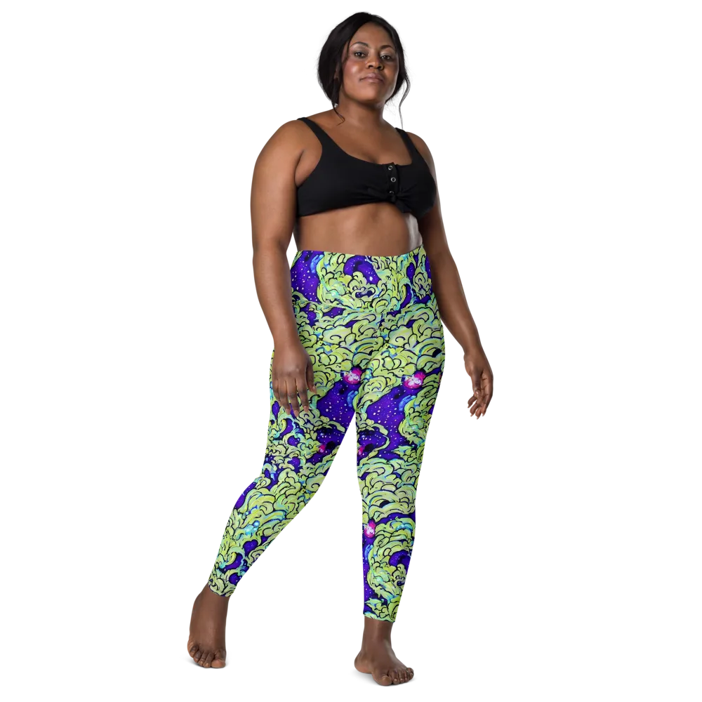 Electric Foliage on Leggings with Pockets — Front