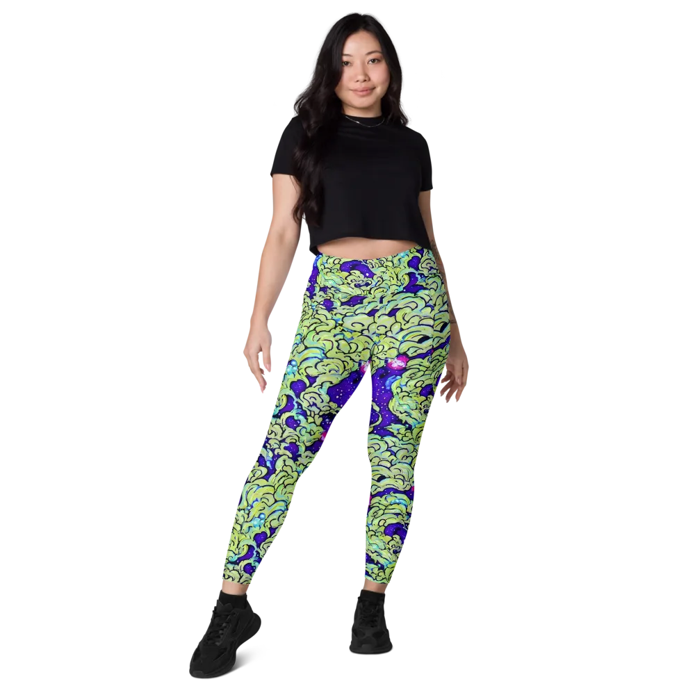 Electric Foliage on Leggings with Pockets — Front