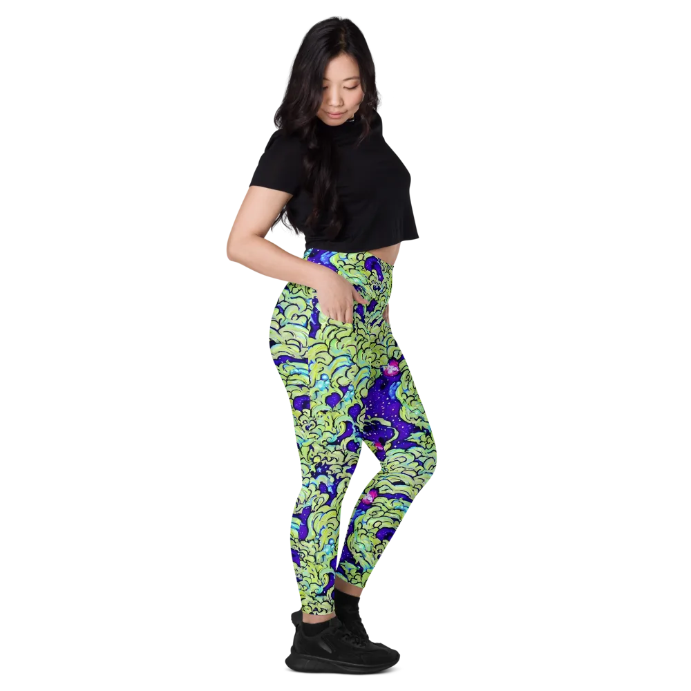 Electric Foliage on Leggings with Pockets — Right
