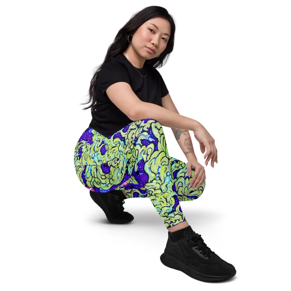 Electric Foliage on Leggings with Pockets — Right Front