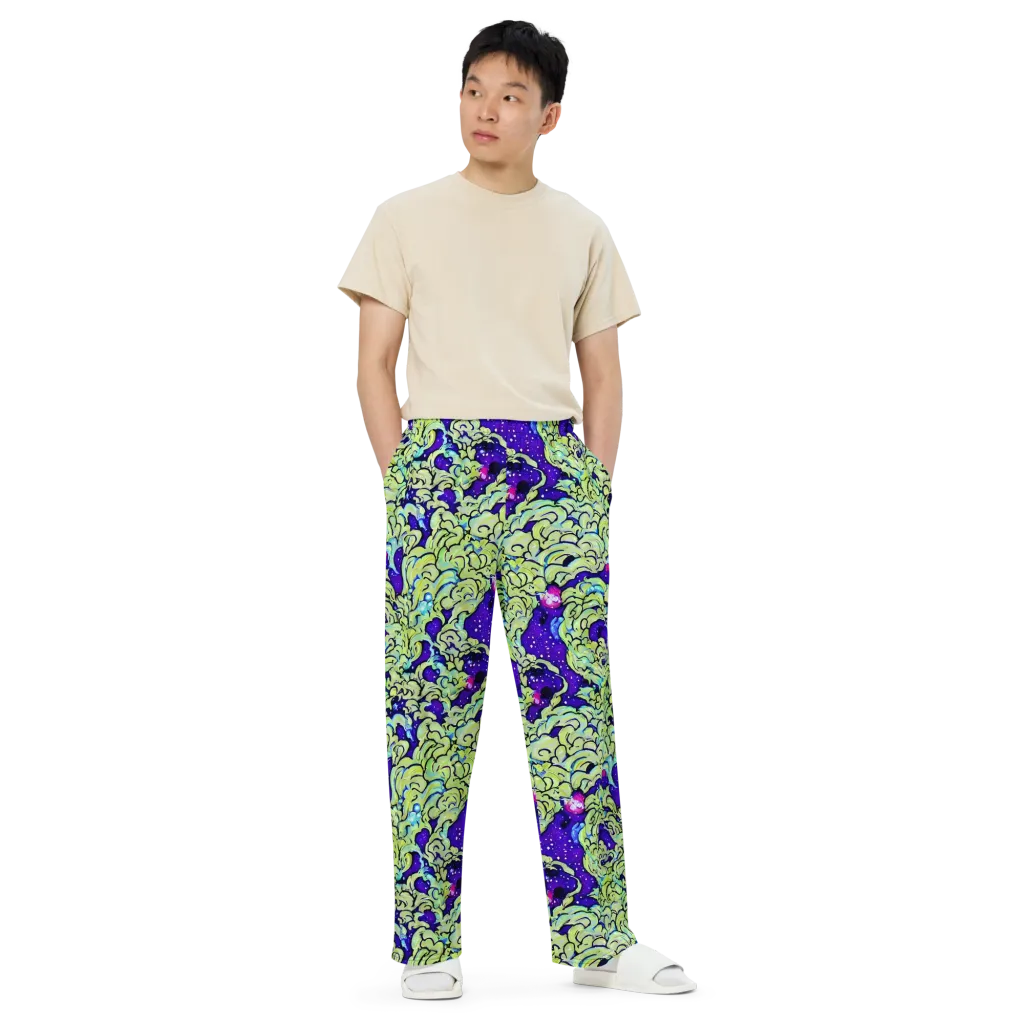 Electric Foliage on Wide-Leg Pants — Front