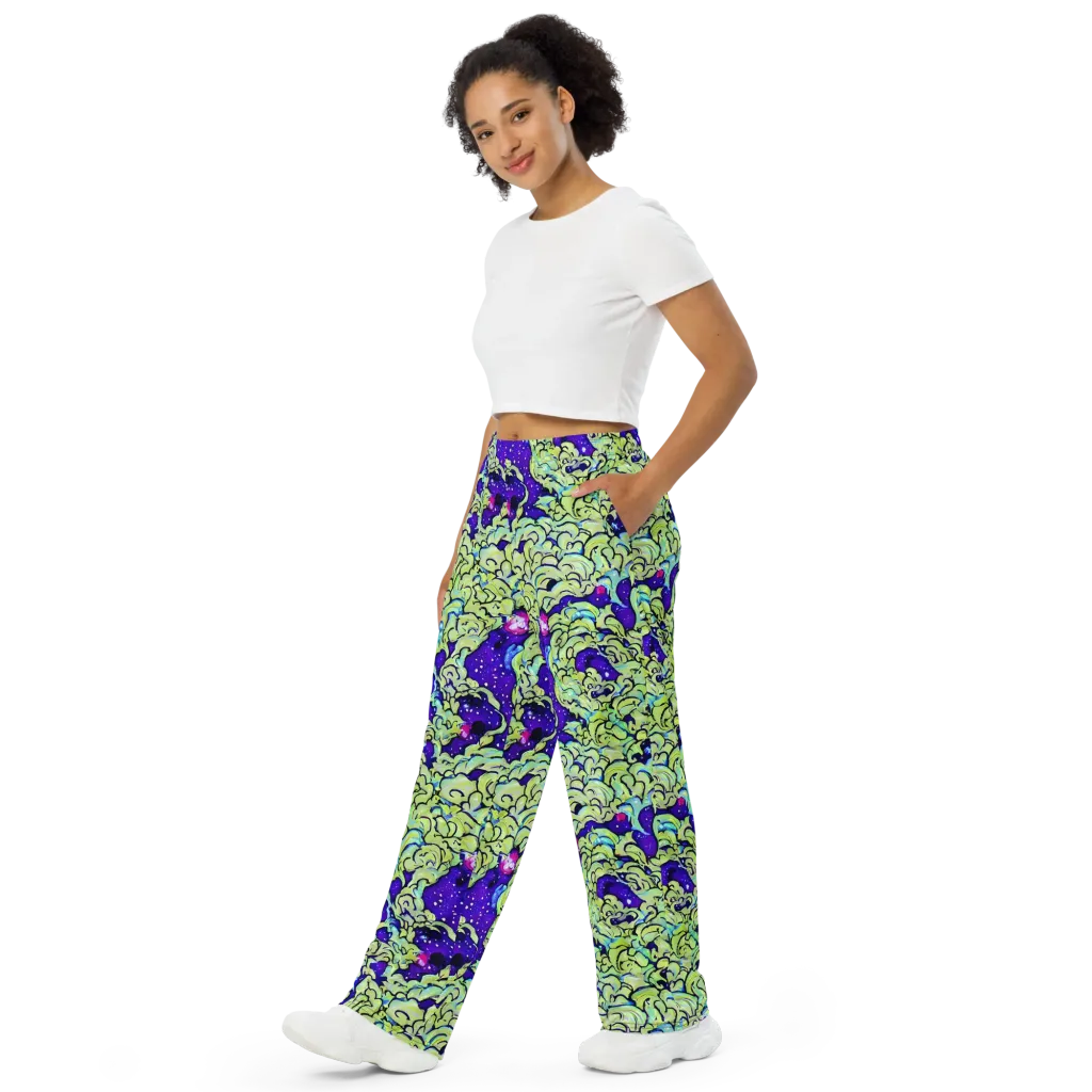 Electric Foliage on Wide-Leg Pants — Left Front
