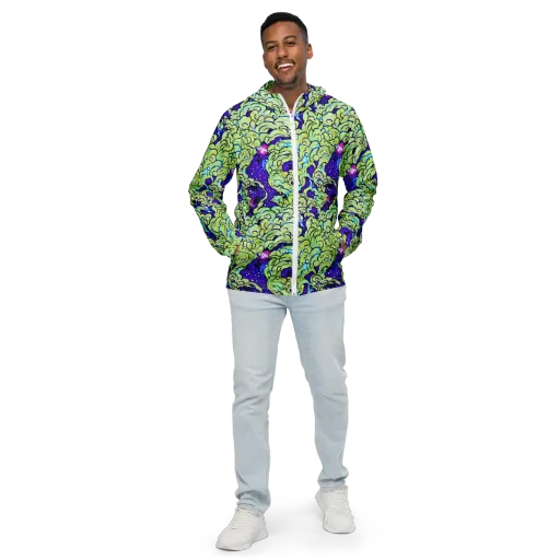 Electric Foliage on a Men's Windbreaker