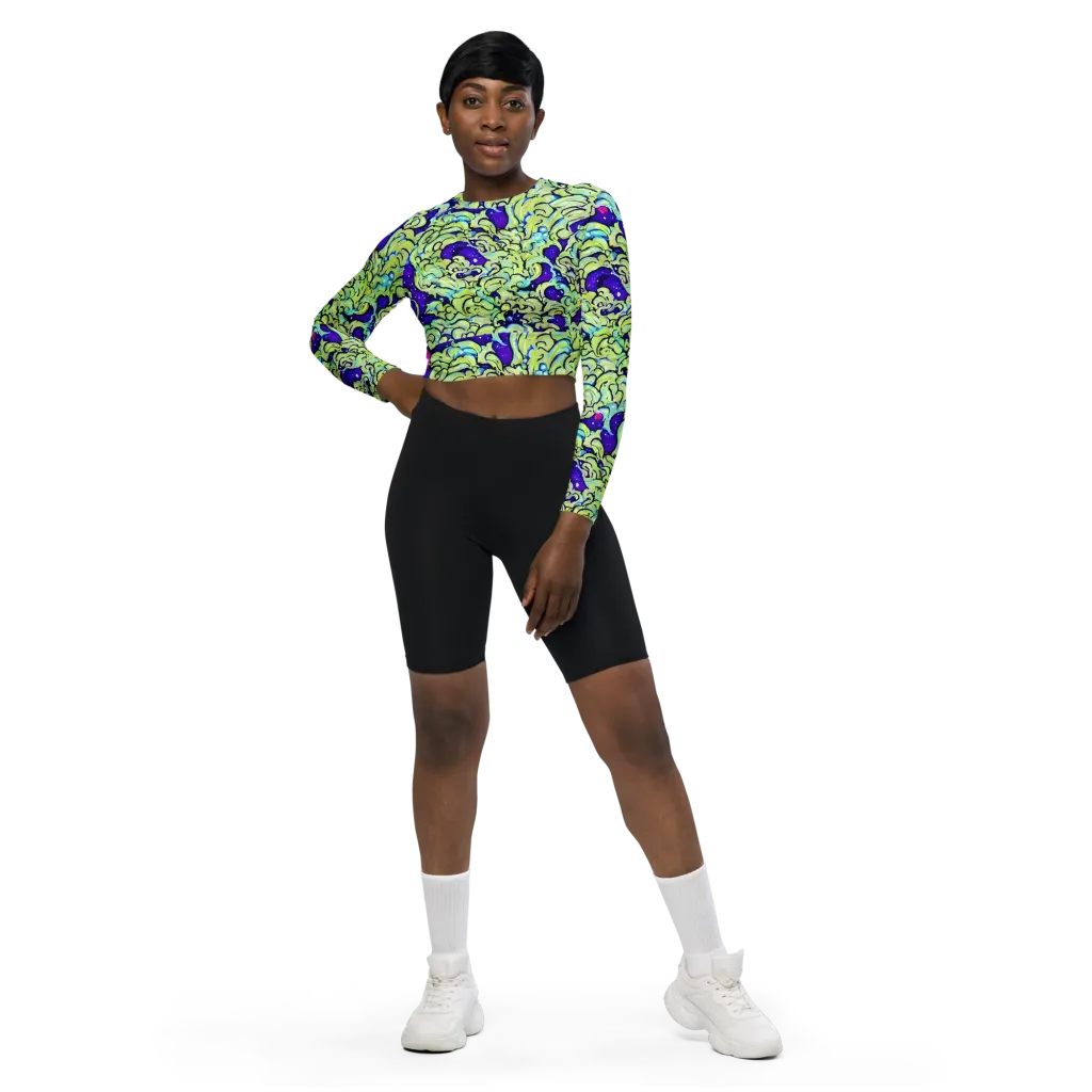 Electric Foliage on Long Sleeve Crop Top — Front