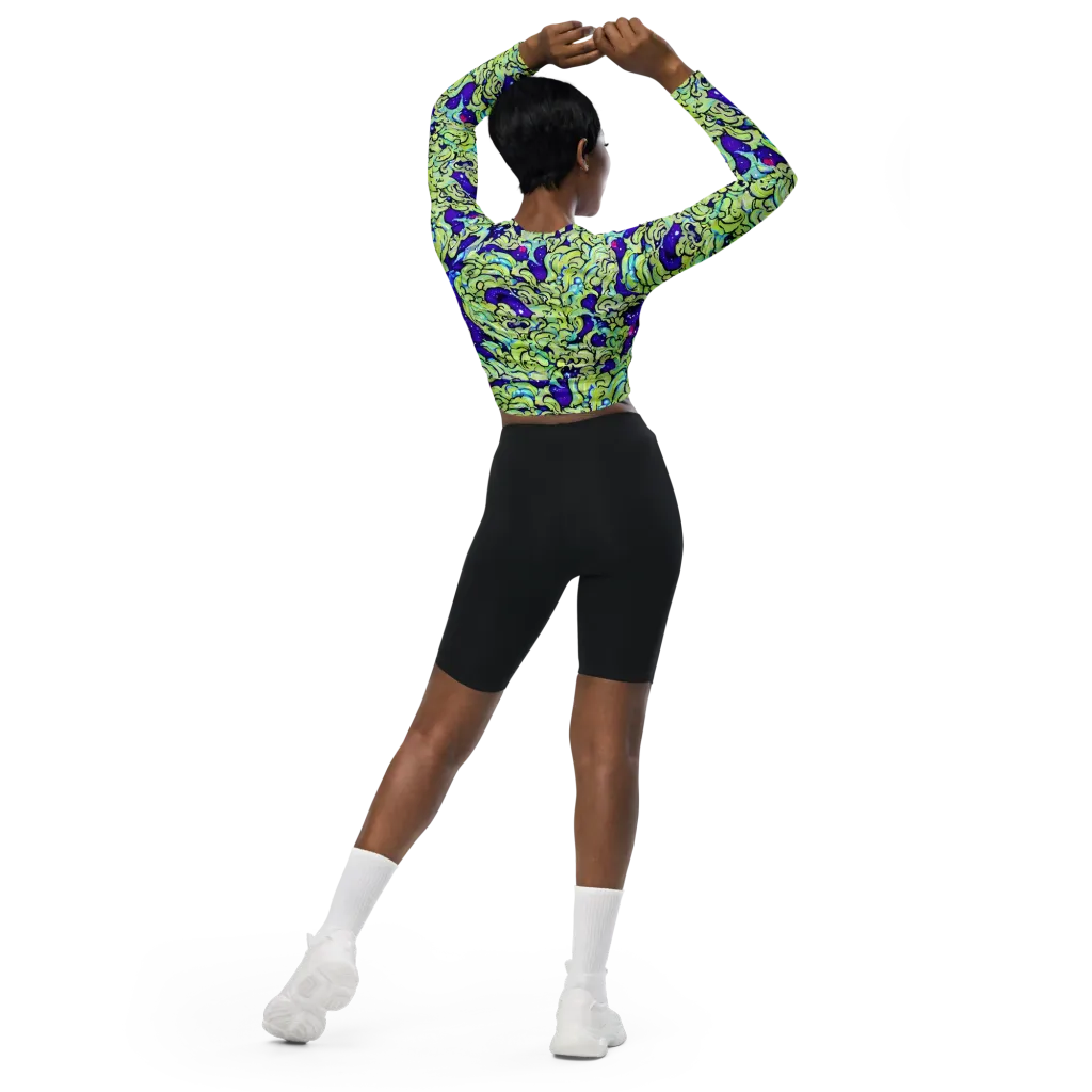 Electric Foliage on Long Sleeve Crop Top — Back