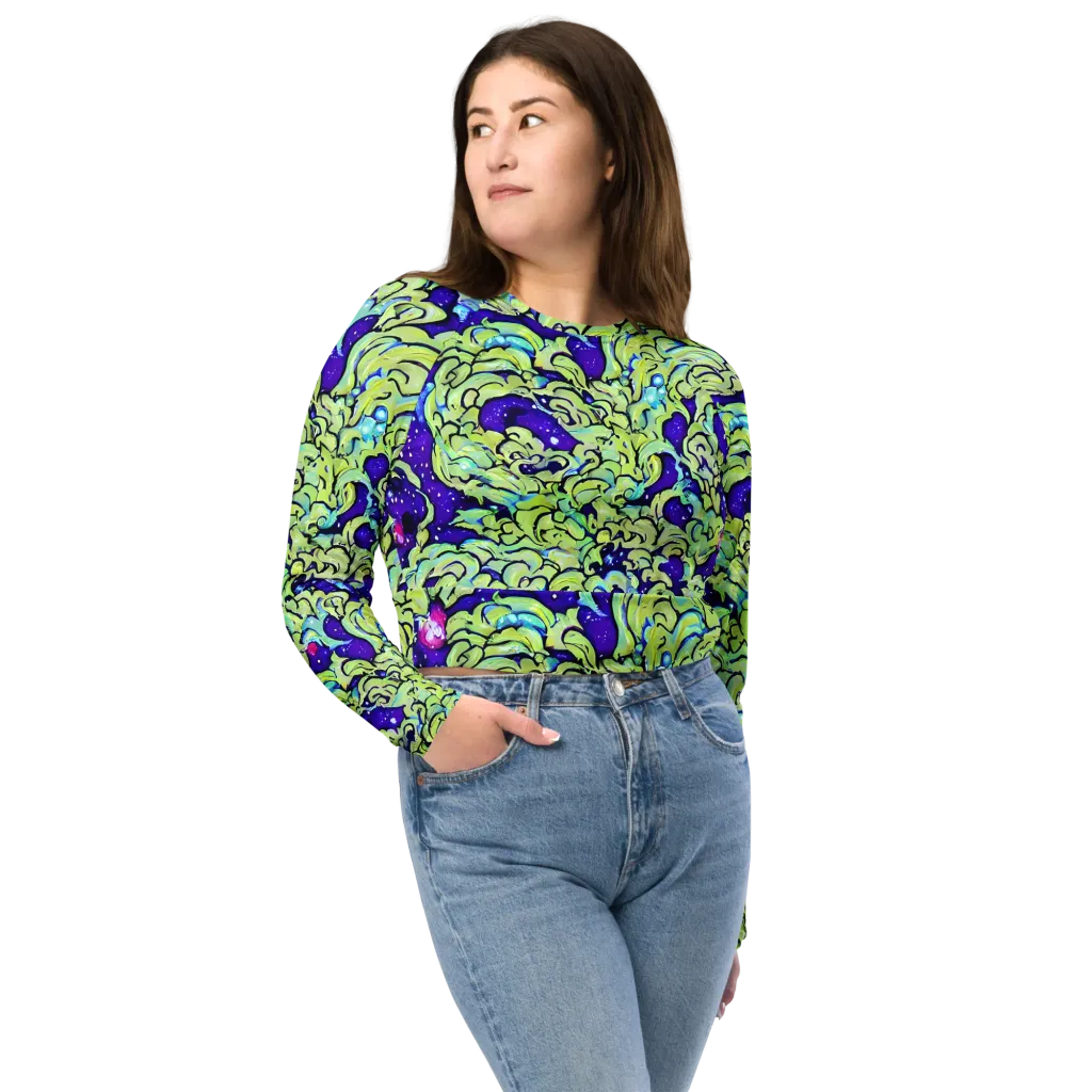 Electric Foliage on Long Sleeve Crop Top — Front