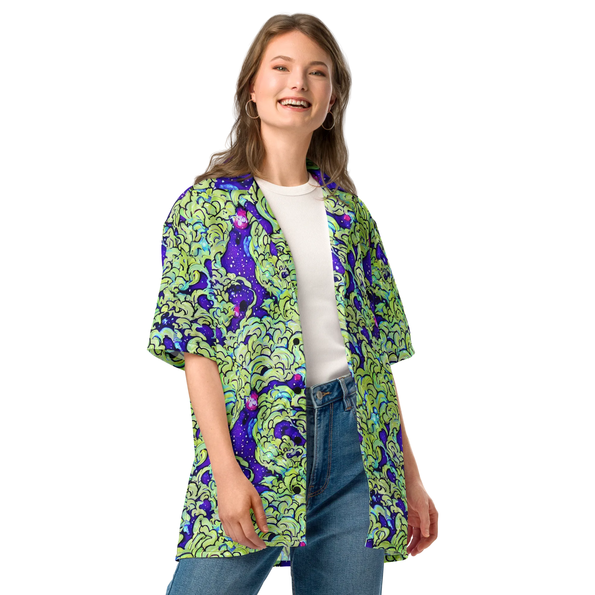Electric Foliage on Button Shirt — Front