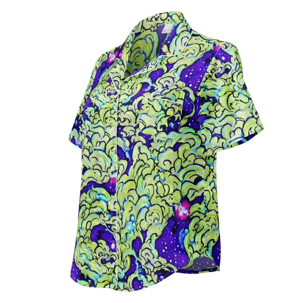 Electric Foliage on Women's Short Sleeve Pajama Top — Left Front