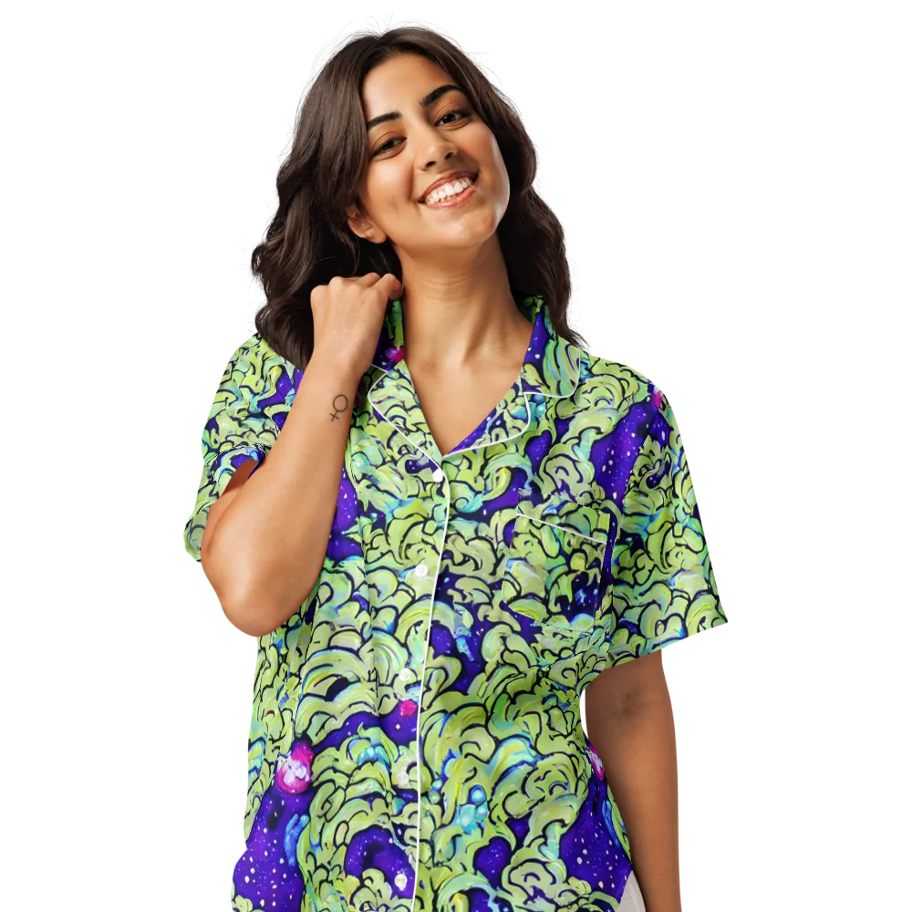 Electric Foliage on Women's Short Sleeve Pajama Top — Front