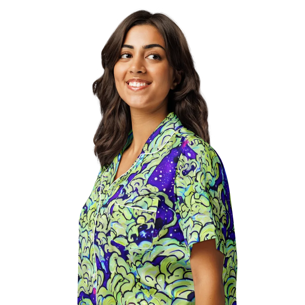 Electric Foliage on Women's Short Sleeve Pajama Top — Left Front