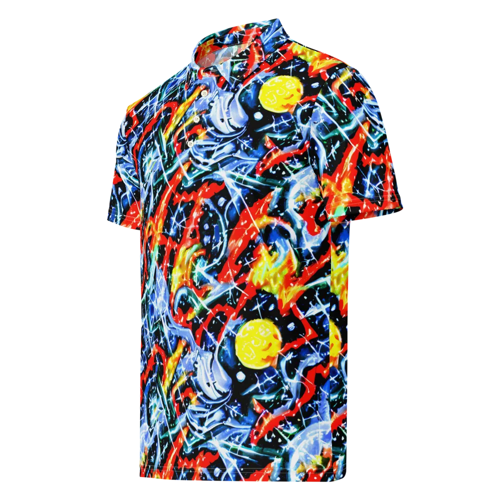 Chromatic Impact on Men's Slim Fit Polo Shirt — Left Front