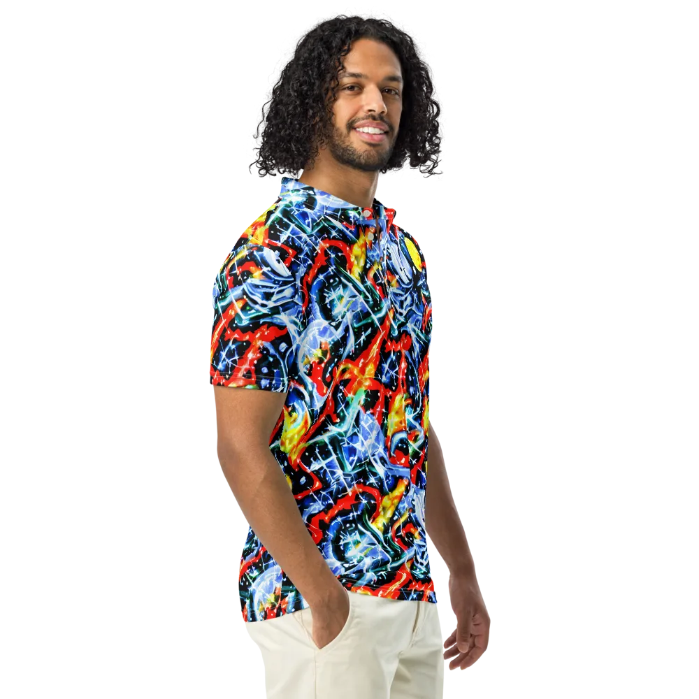 Chromatic Impact on Men's Slim Fit Polo Shirt — Right Front
