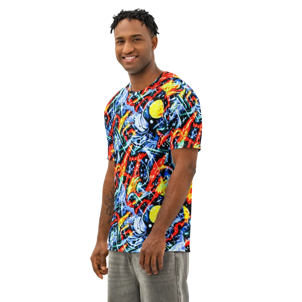 Chromatic Impact on Men's Cotton Crew Neck T-Shirt — Left Front