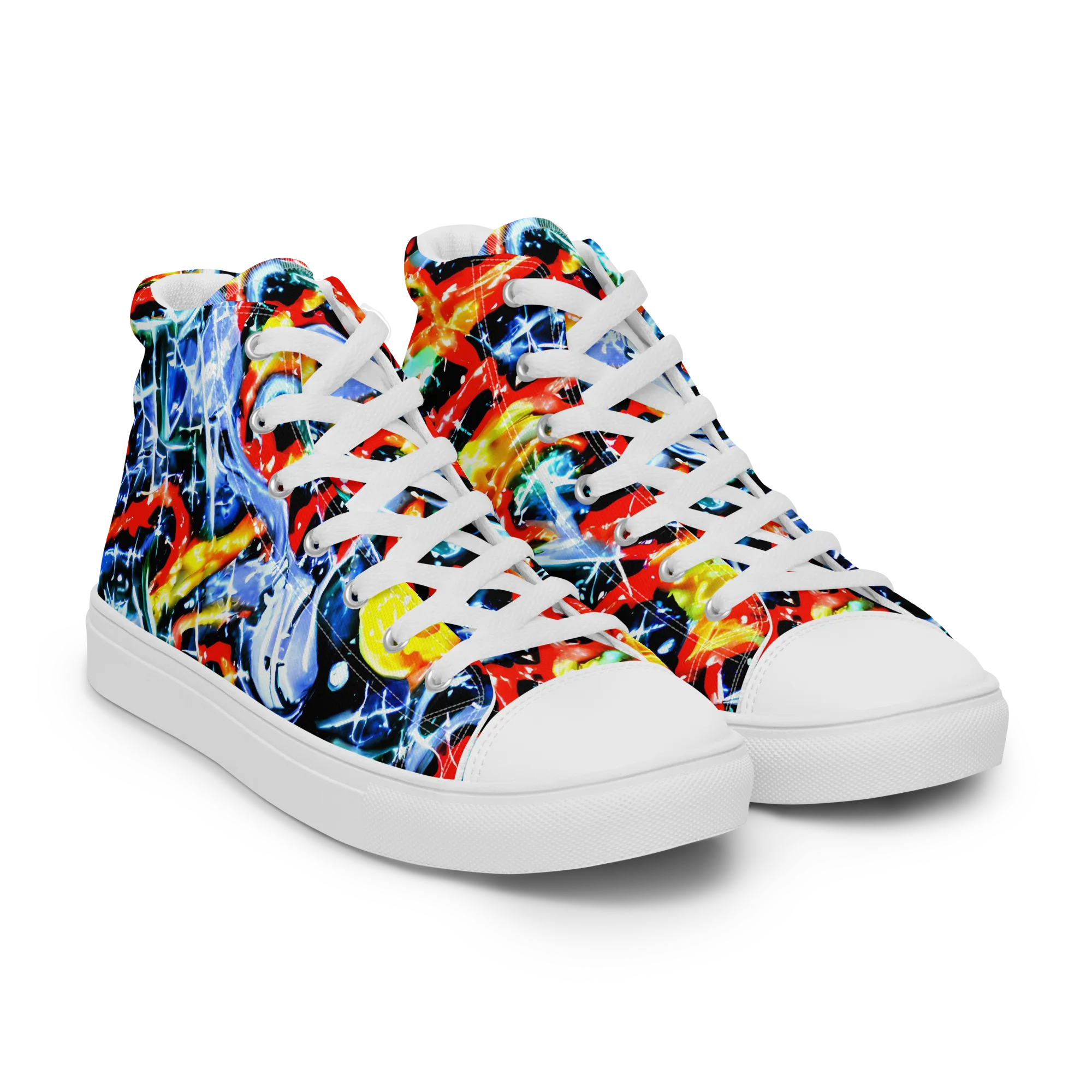 Chromatic Impact on Men's High Top Canvas Shoes — Right Front