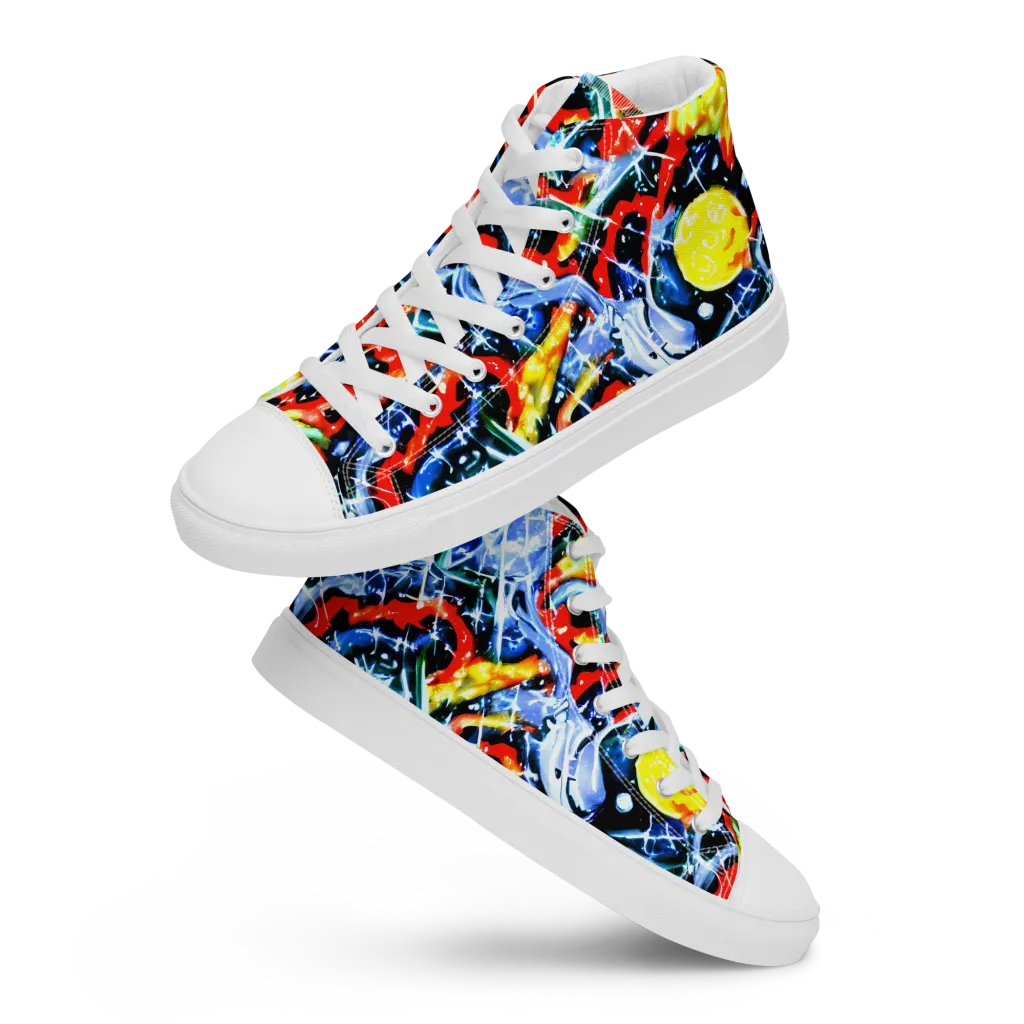 Chromatic Impact on Men's High Top Canvas Shoes — Front