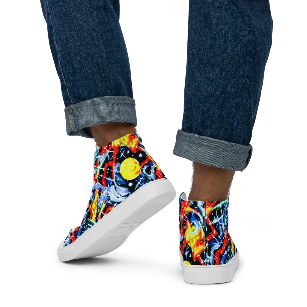 Chromatic Impact on Men's High Top Canvas Shoes — Back