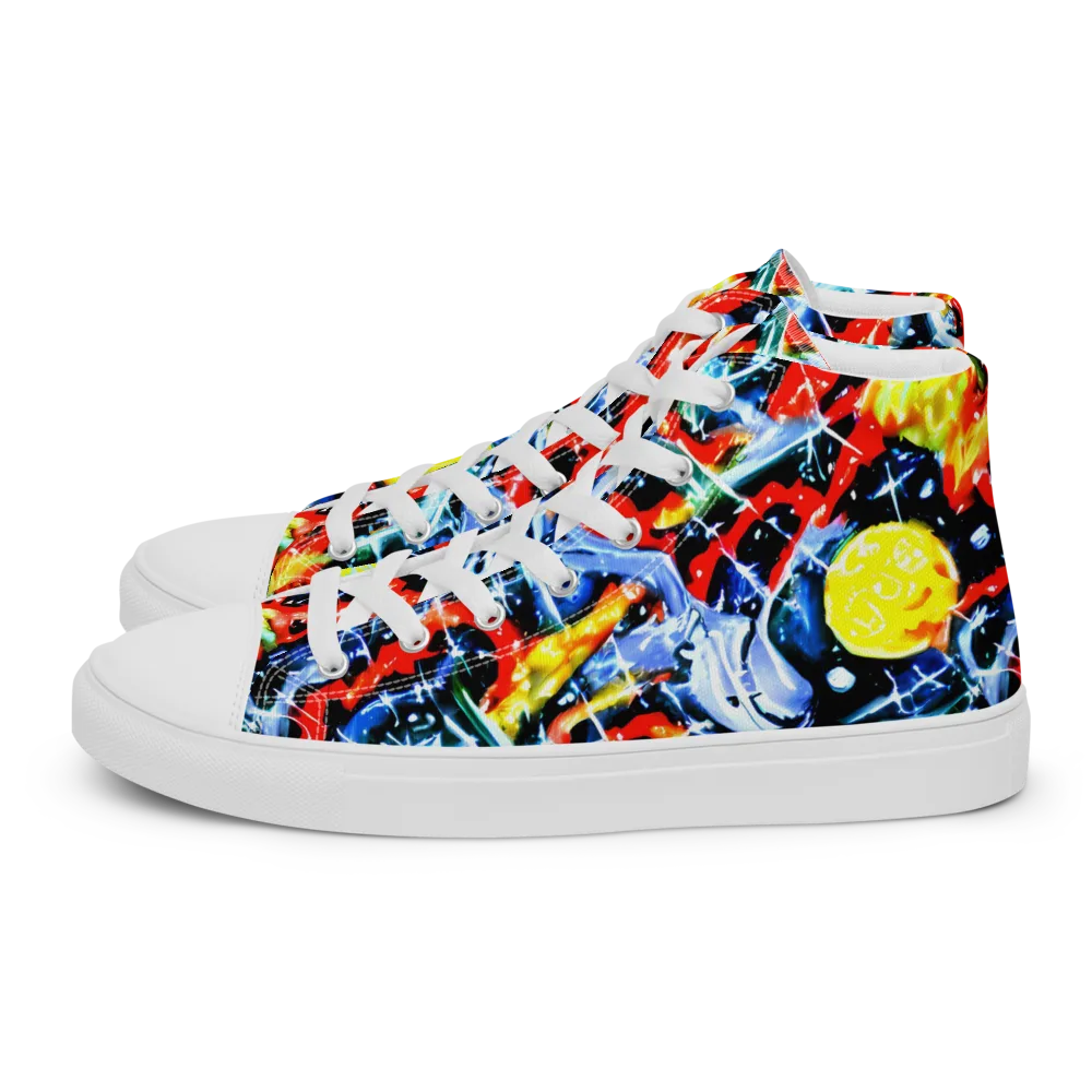 Chromatic Impact on Women's High Top Canvas Shoes — Left