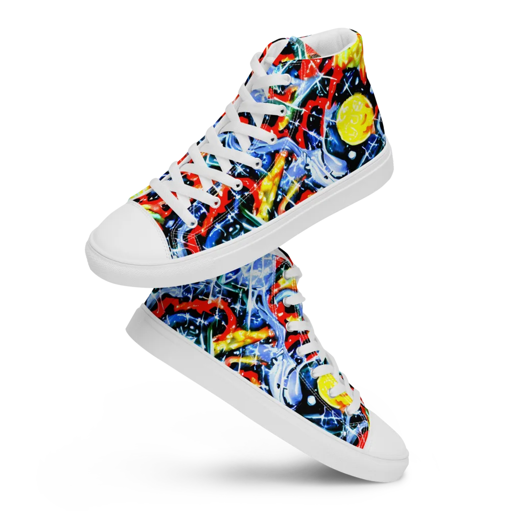 Chromatic Impact on Women's High Top Canvas Shoes — Front